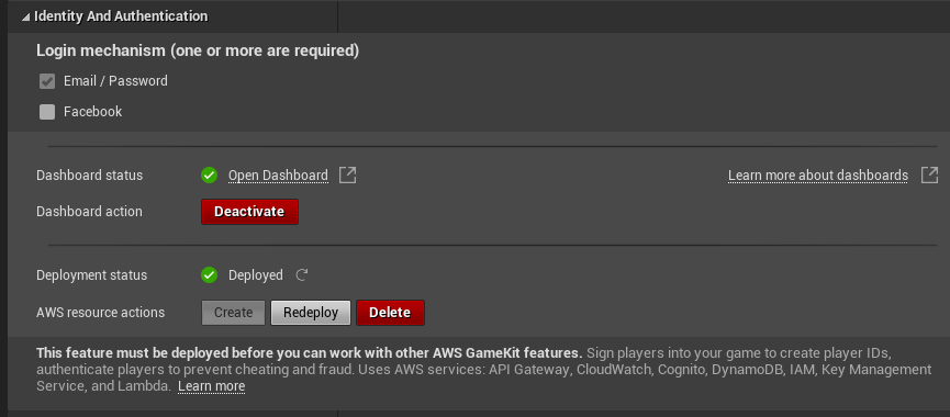 Project設定のログインサーバ作成済み