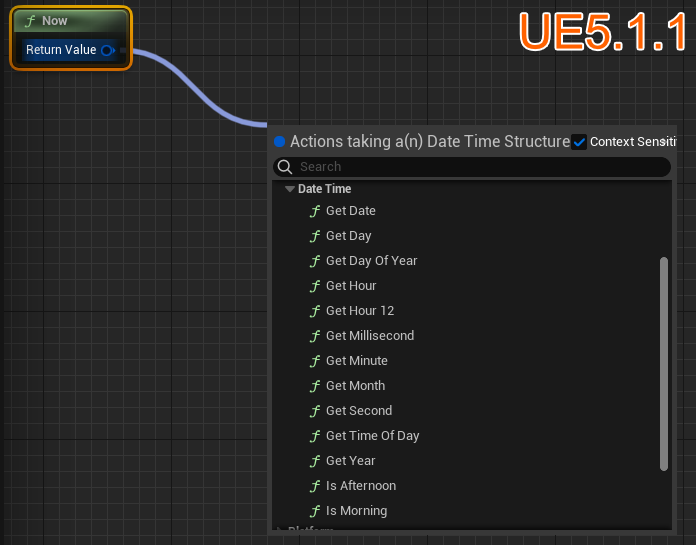 UE5.1.1のDateTimeからつながるノードリスト