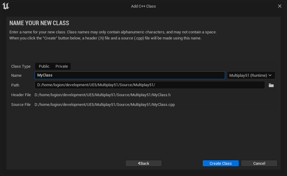 適当なクラス名を指定