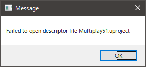 プロジェクトが見つからない時のエラー表示