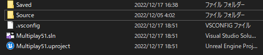 VisualStudio関係のファイルが生成されている